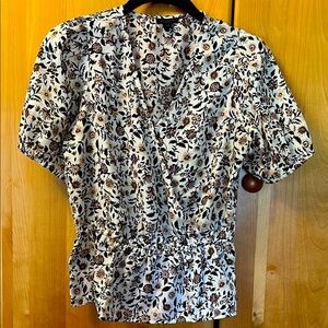 EUC Ann Taylor Faux Wrap Peplum Top